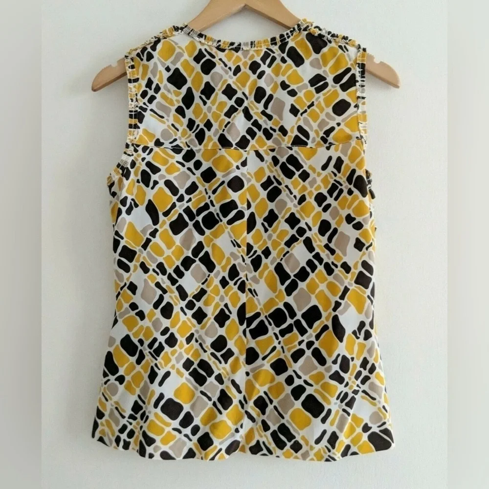 Tory Burch Women's Sleeveless Silk Top - Yellow and Black Sz 8, 016